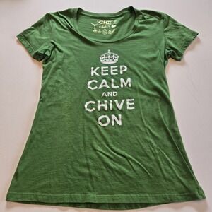 Chive Tees Keep Calm and Chive On Women Size M‎ Green Short Sleeve T Shirt